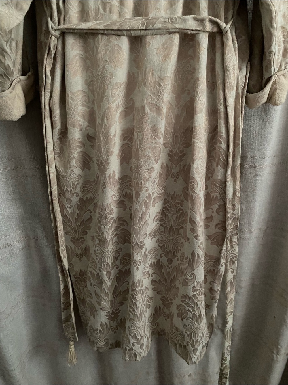 RARE VTG 80s Victoria's Secret Gold Label Damask Jacquard Terry Lined Maxi Robe - Picture 12 of 16